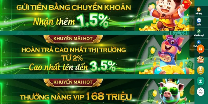 Ưu đãi hoàn trả 2% cao nhất thị trường hấp dẫn người chơi